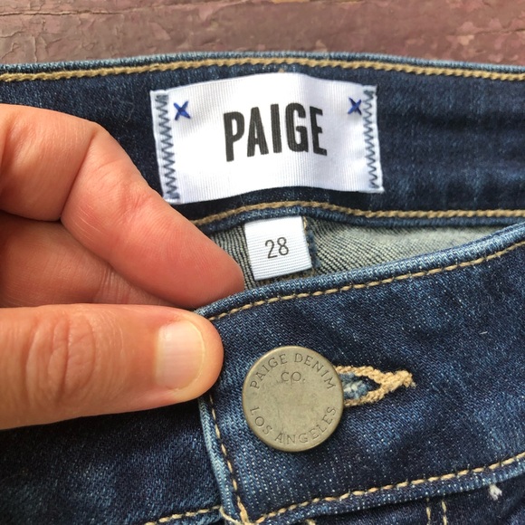 Paige Verdugo Ankle Jeans Dark Wash Distressed Skinny Stretch Size 28 - Picture 6 of 13